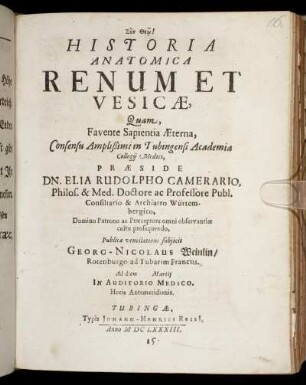 Historia Anatomica Renum Et Vesicae