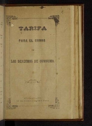 Tarifa para el cobro de los derechos de consumo