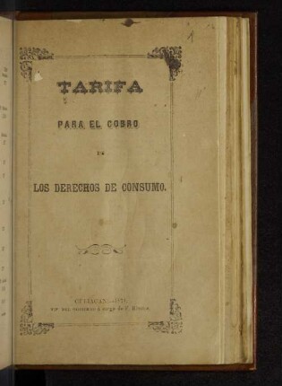 Tarifa para el cobro de los derechos de consumo