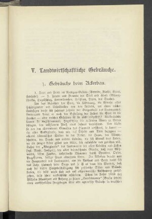 V. Landwirtschaftliche Gebräuche
