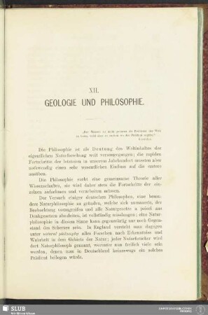 XII. Geologie und Philosophie