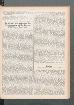 ¬Ein¬ billiges, aber wertvolles Anschauungsmaterial für den geographischen Unterricht