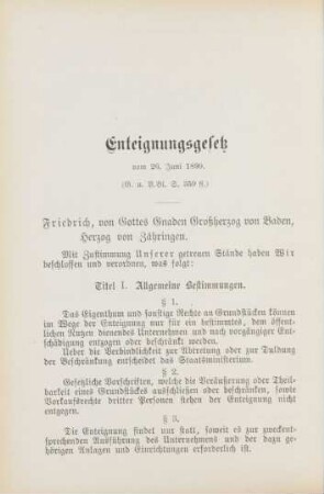 Enteignungsgesetz vom 26. Juni 1899