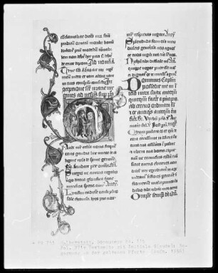 Brevier, Ms. 115, folio 271 verso, Textseite mit Initiale G(aue): Begegnung an der goldenen Pforte