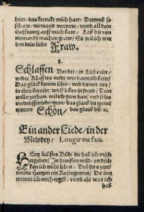 Ein ander Liede/ in der || Melodey/ Longir me fais. ||