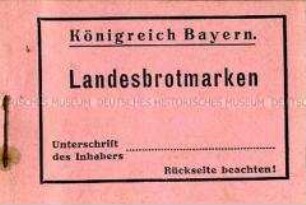 Heft für Brotmarken des Königreiches Bayern (ohne Inhalt)