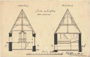 Dolmetsch, Heinrich; Kirchberg / Murr; Ev. Pfarrkirche, Restaurierung - Ost - u. Westseite (Querschnitte)
