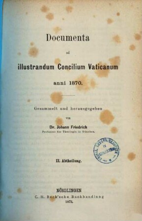 Documenta ad illustrandum Concilium Vaticanum anni 1870, 2