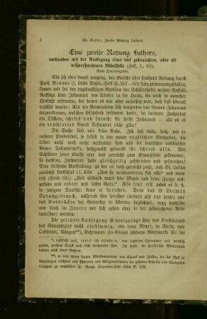 ¬Eine¬ zweite Rettung Luthers : verbunden mit der Auslegung einer viel gebrauchten, aber oft mißverstandenen Bibelstelle (Luk. 1, 63)