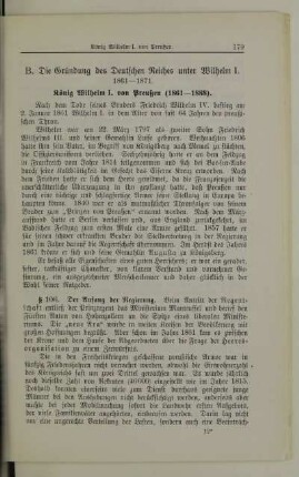 B. Die Gründung des Deutschen Reiches unter Wilhelm I. 1861-1871
