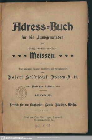 1902/03(1902): Adress-Buch für die Landgemeinden des königl. Amtsgerichtsbezirk Meissen