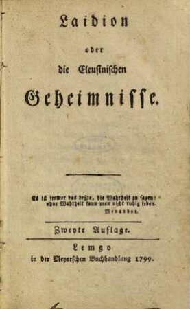 Laidion oder die Eleusinischen Geheimnisse