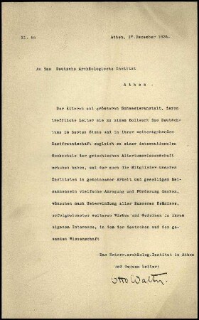 Österreichisches Archäologisches Institut Athen an das DAI Athen