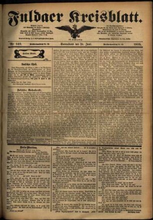 Erste Ausgabe vom Samstag, den 24. Juni 1905.
