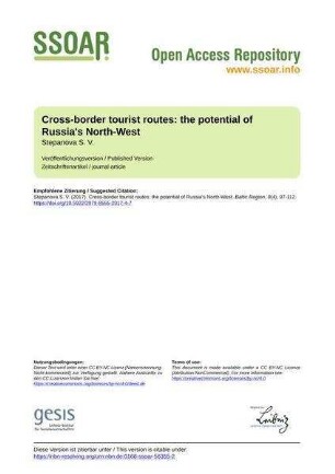 Cross-border tourist routes: the potential of Russia's North-West