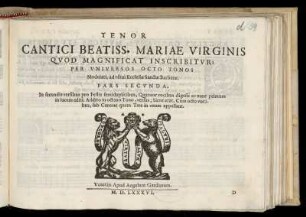 Cantici Beatiss. Mariae Virginis ... Pars secunda. Tenor