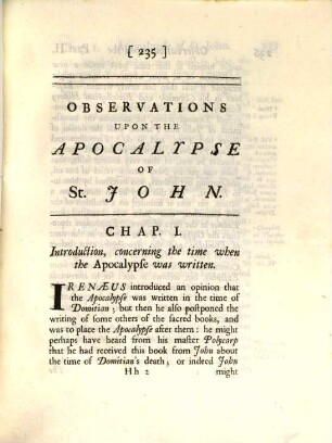 Observations upon the prophecies of Daniel, and the apocalypse of St. John, 2