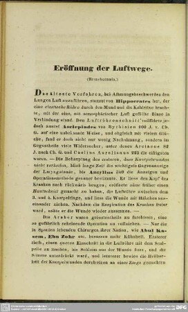 Eröffnung der Luftwege