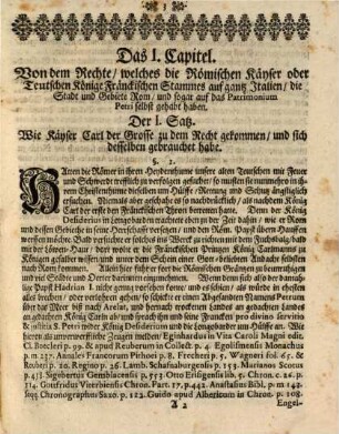 Seiner Röm. Käyserl. Majest. [et]c. [et]c. Von Wegen deß Hl. Röm. Reichs Teutscher Nation Unstrittiges Recht, Nicht nur auf Parma und Piacenza, Sondern auch so gar auf gantz Italien : Auß der Historie und andern bewährten Urkunden und Documentis unumbstößlich erwiesen