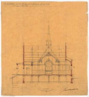 Leichenhalle der St. Markus-und-Andreas-Gemeinde, Berlin-Lichtenberg: Querschnitt 1:100