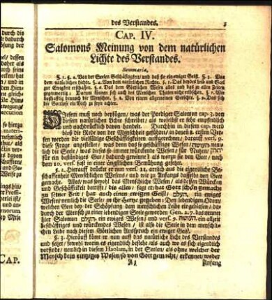 Cap. IV. Salomons Meinung von dem natürlichen Lichte des Verstandes.