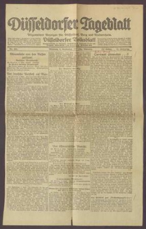 Ausgabe vom "Düsseldorfer Tageblatt" vom 05.09.1917