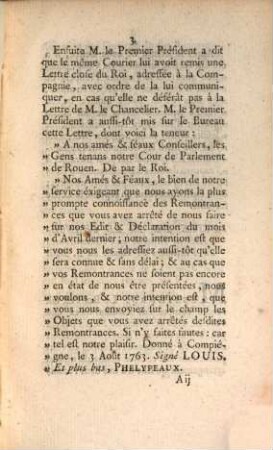 Relation De Ce Qui S'Est Passé Au Parlement Séant A Rouen : Au sujet des Edit & Déclaration du mois d'Avril 1763