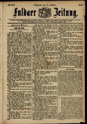 Zweite Ausgabe vom Mittwoch, den 31. Oktober 1888.