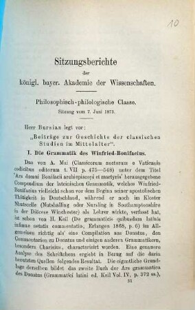 Beiträge zur Geschichte der classischen Studien im Mittelalter