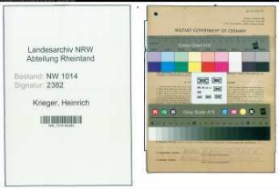 Entnazifizierung Heinrich Krieger , geb. 10.09.1907 (Arbeiter)