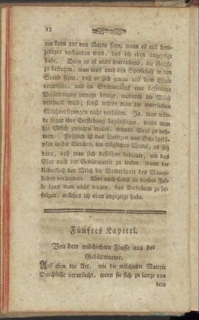 Fünftes Kapitel. Von dem milchichten Flusse aus der Gebärmutter.