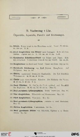 B) Nachmittag 4 Uhr: Ölgemälde, Aquarelle, Pastelle und Zeichnungen (Nr. 381-490)