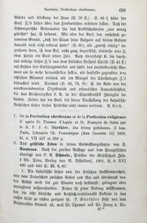 629-631 [Rezension] De La Perfection Chrétienne, Et De La Perfection Religieuse