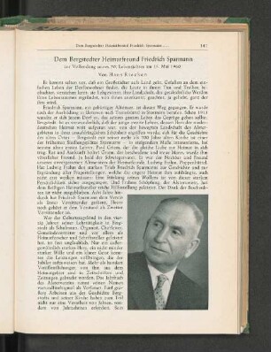 Dem Bergstedter Heimatfreund Friedrich Sparmann