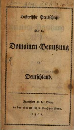 Geschichte der Domänen-Benutzung in Deutschland
