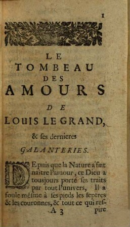 Le Tombeau Des Amours De Louis Le Grand, & ses dernieres Galanteries