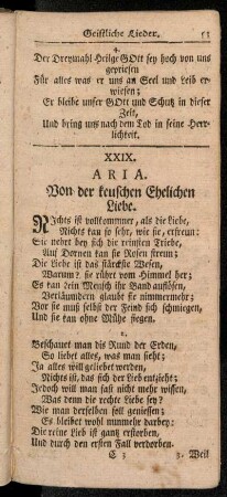 XXIX. Aria. Von der keuschen Ehelichen Liebe.