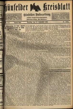 Zweite Ausgabe vom Samstag, den 15. September 1928.