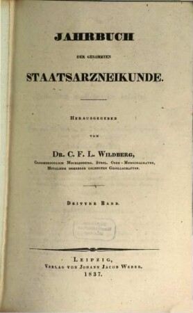 Jahrbuch der gesammten Staatsarzneikunde. 3. 1837