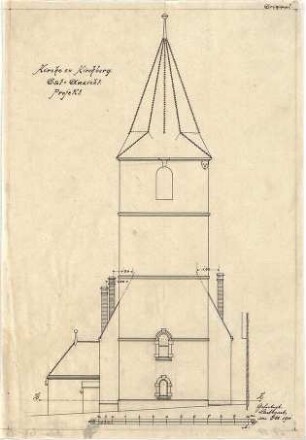 Dolmetsch, Heinrich; Kirchberg / Murr; Ev. Pfarrkirche, Restaurierung - Ostseite (Ansicht)