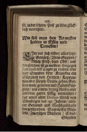 Wie soll man den Krancken halten in Essen und Trincken?