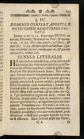 243-274, §. IV. Dominus Confert Apostolis Potestatem Remittendi Peccata.