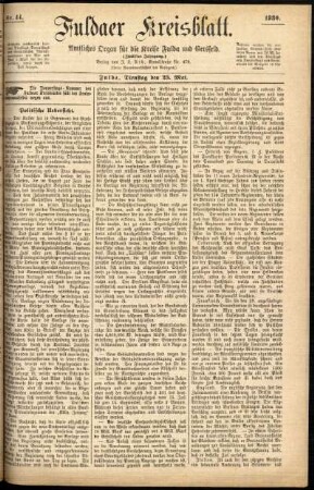 Erste Ausgabe vom Dienstag, den 25. Mai 1880.