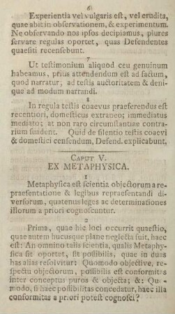 Caput V. Ex metaphysica.