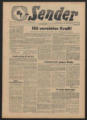 Betriebszeitung 'WF-Sender', Nr.31/1960 (12. August 1960)
