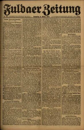Erste Ausgabe vom Samstag, den 08. März 1919.