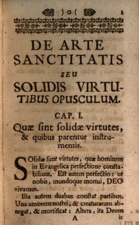 De Arte Sanctitatis, Seu Virtutibus Solidis Opusculum