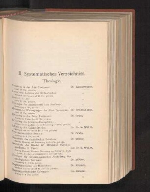 II. Systematisches Verzeichniss.