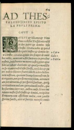 Ad Thessalonicenses Epistola Pauli Prima.
