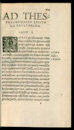 Ad Thessalonicenses Epistola Pauli Prima.